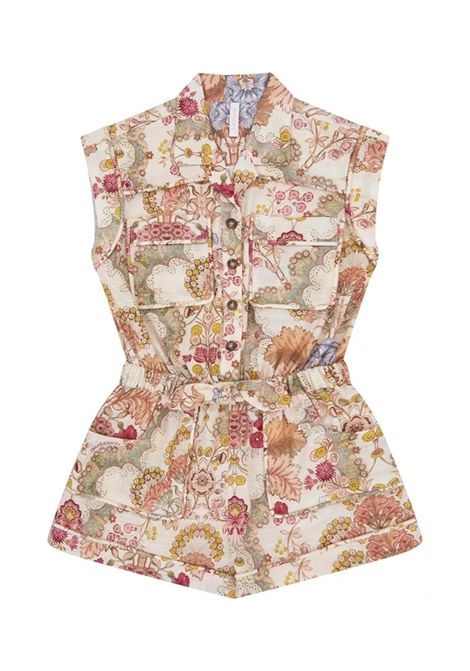 Tuta con stampa ZIMMERMANN KIDS | 1367YRS263WALLPAPER FLORAL CREAM